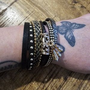 New suede/ leather beaded multi layer bracelet